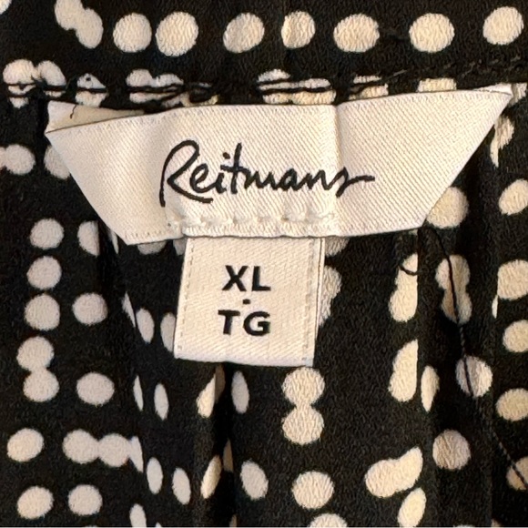 Reitmans Women’s Top XL Black White Polka Dots Tunic Length Long Sleeves - Picture 6 of 9